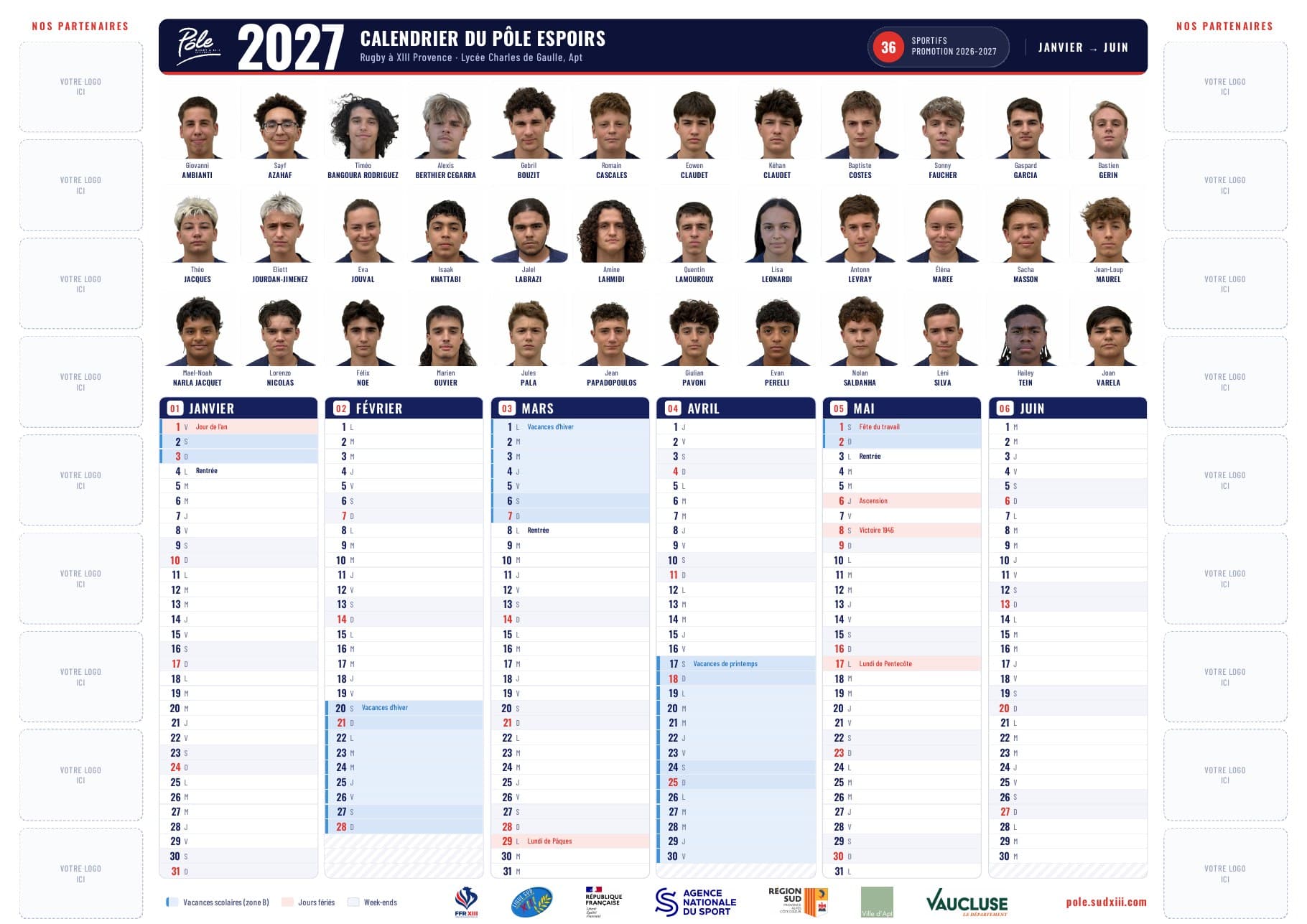 Maquette du calendrier 2027 du Pôle